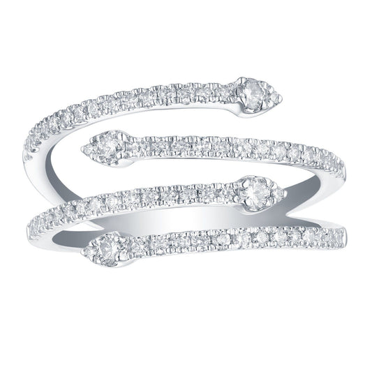 Open Look Floating Criss Cross Ring .57 Carat 14K White Gold