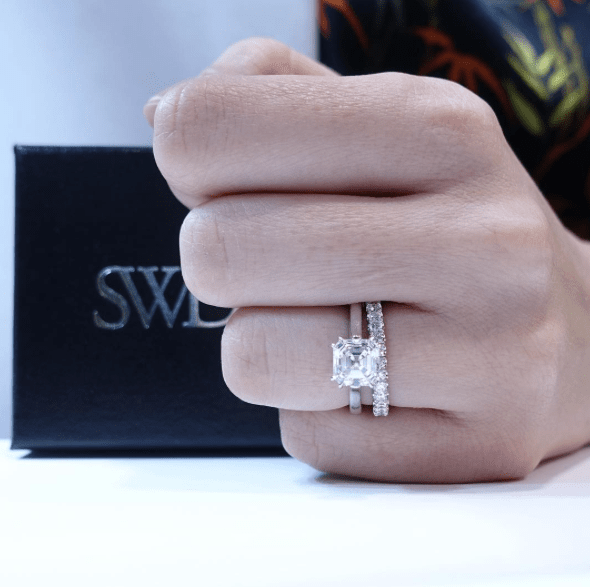 "ENGR01919" Asscher Diamond Solitaire Ring