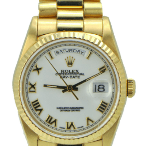 Rolex Day Date Presidential Men's 18k White Roman Dial