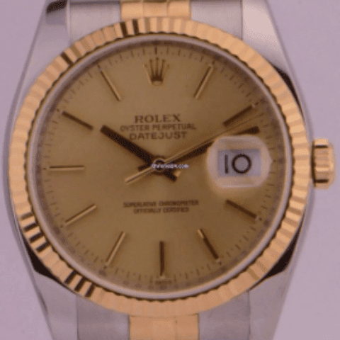 Rolex Datejust 36mm/Steel and Gold/Yellow Gold Fluted Bezel/116233