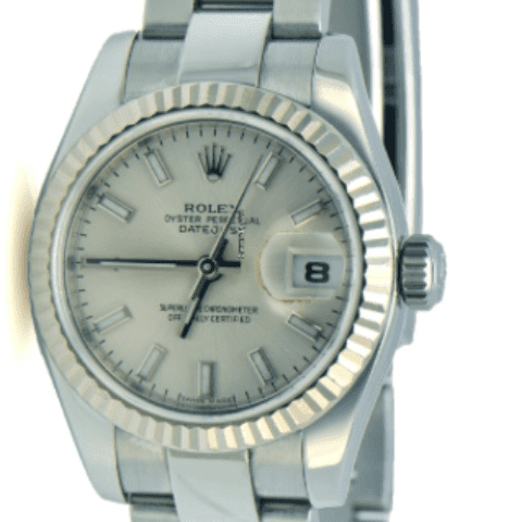 Rolex Ladies DateJust 18k Fluted Bezel Oyster Strap