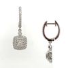 Square Shaped Halo Diamond Drop Earrings in 18K White Gold