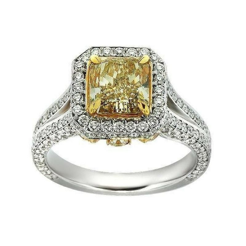 "ENGR02850" Fancy Yellow Radiant Cut Diamond Engagement Ring ENGR02850