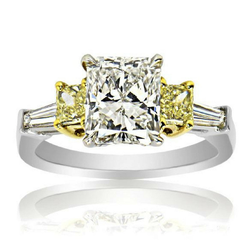 "ENGR02116" Canary Diamond Three Stone Ring
