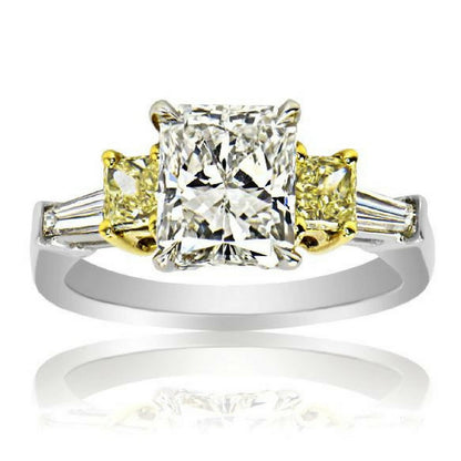 "ENGR02116" Canary Diamond Three Stone Ring