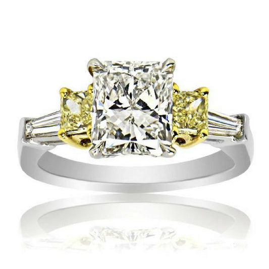 "ENGR02116" Canary Diamond Three Stone Ring