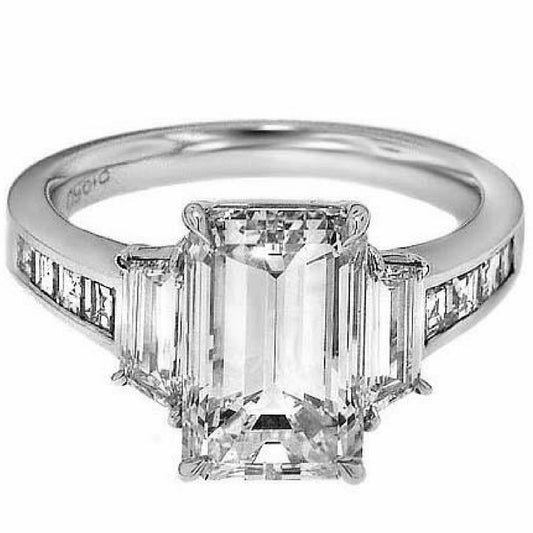 "ENGR01616" Emerald Cut Three Stone Diamond Ring