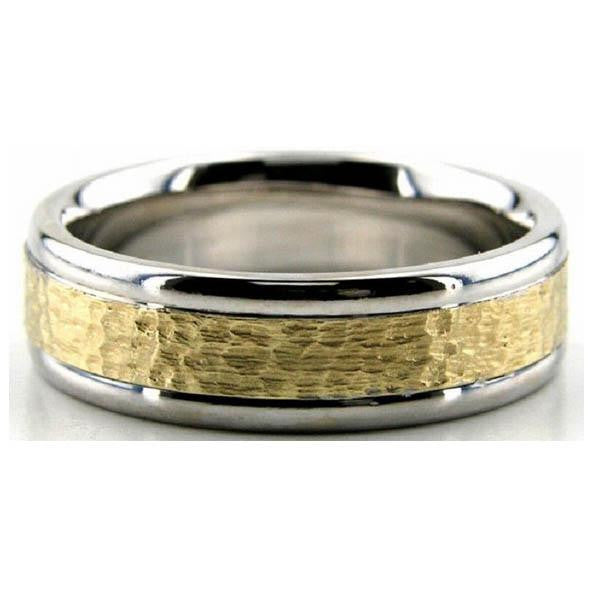 Two Tone Wedding Band in 14K White and Yellow Gold
