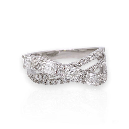 1.30 Total Carat Mixed Cut Diamond Triple Band Ladies Ring