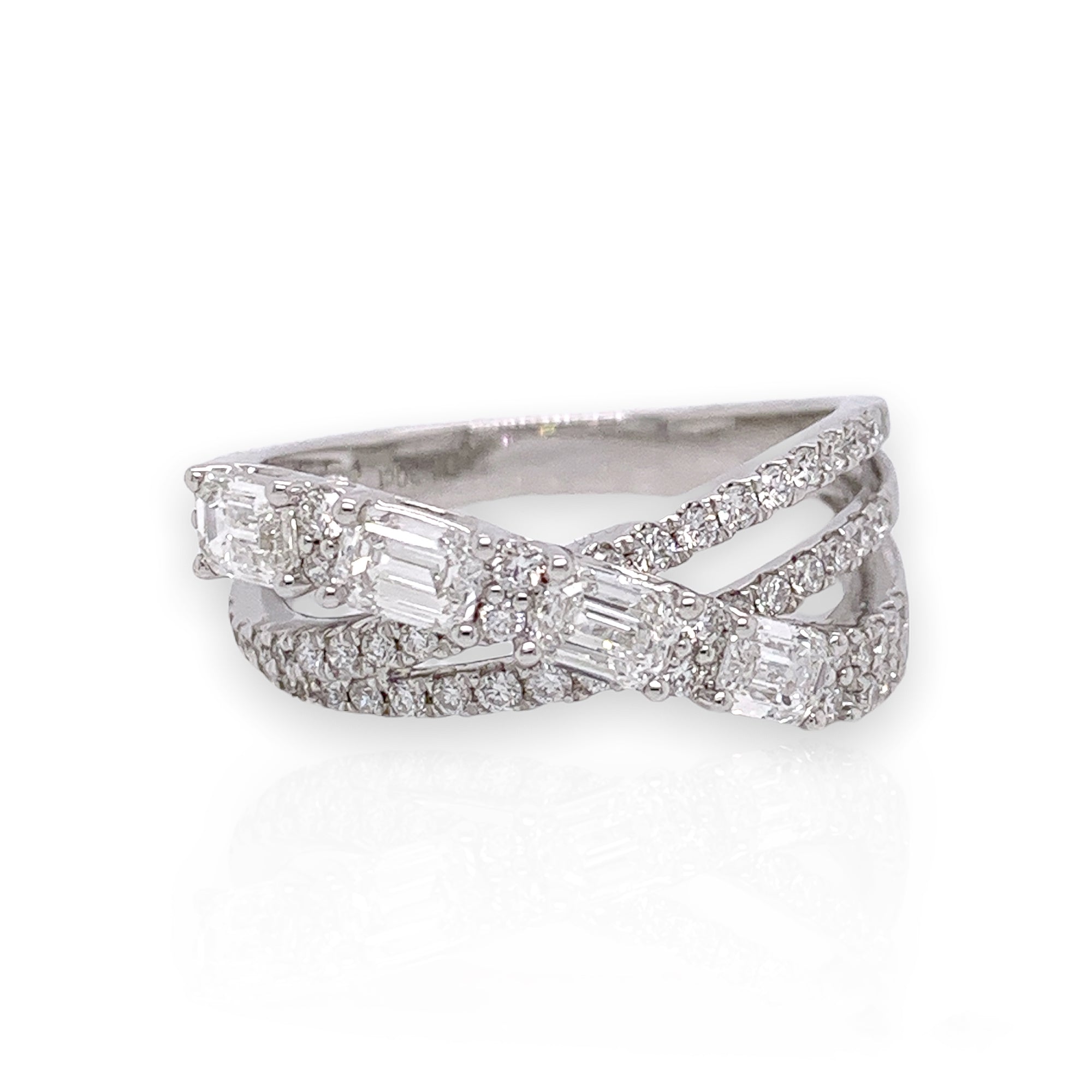 1.30 Total Carat Mixed Cut Diamond Triple Band Ladies Ring