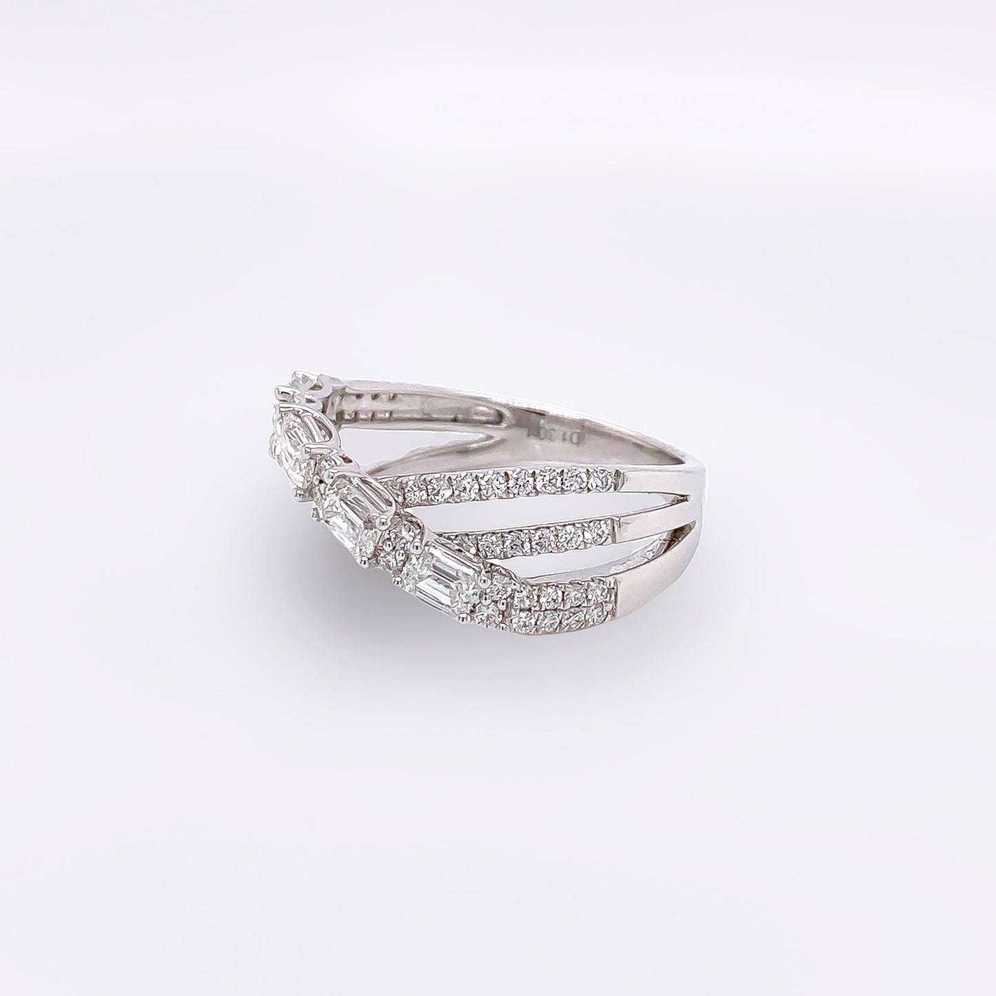 1.30 Total Carat Mixed Cut Diamond Triple Band Ladies Ring