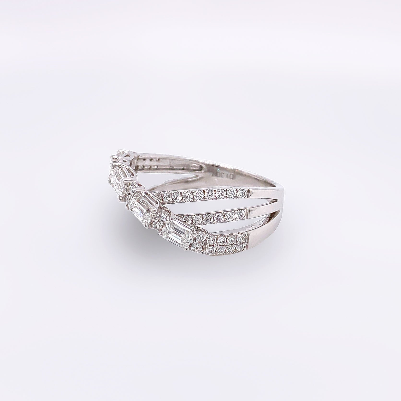 1.30 Total Carat Mixed Cut Diamond Triple Band Ladies Ring