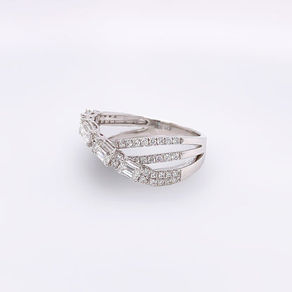 1.30 Total Carat Mixed Cut Diamond Triple Band Ladies Ring