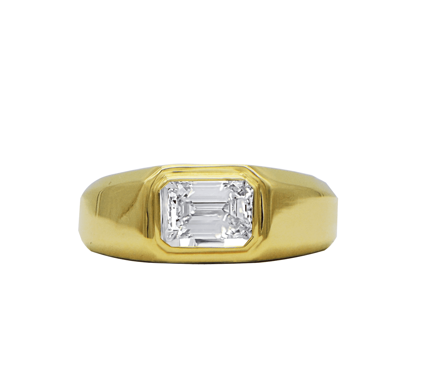 "MENRG01097" Bezel Set Emerald Shaped Diamond Ring