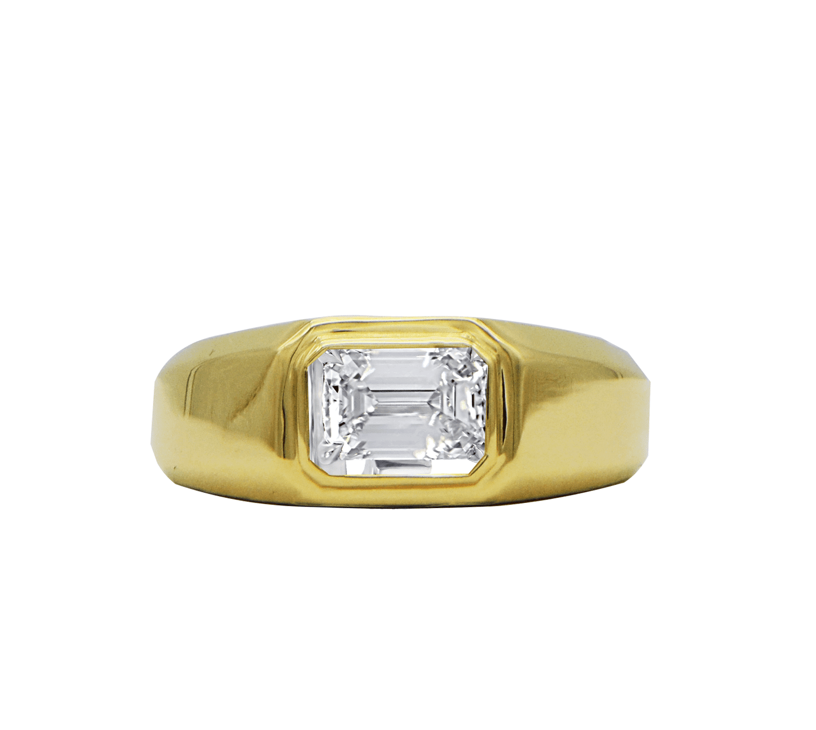 "MENRG01097" Bezel Set Emerald Shaped Diamond Ring