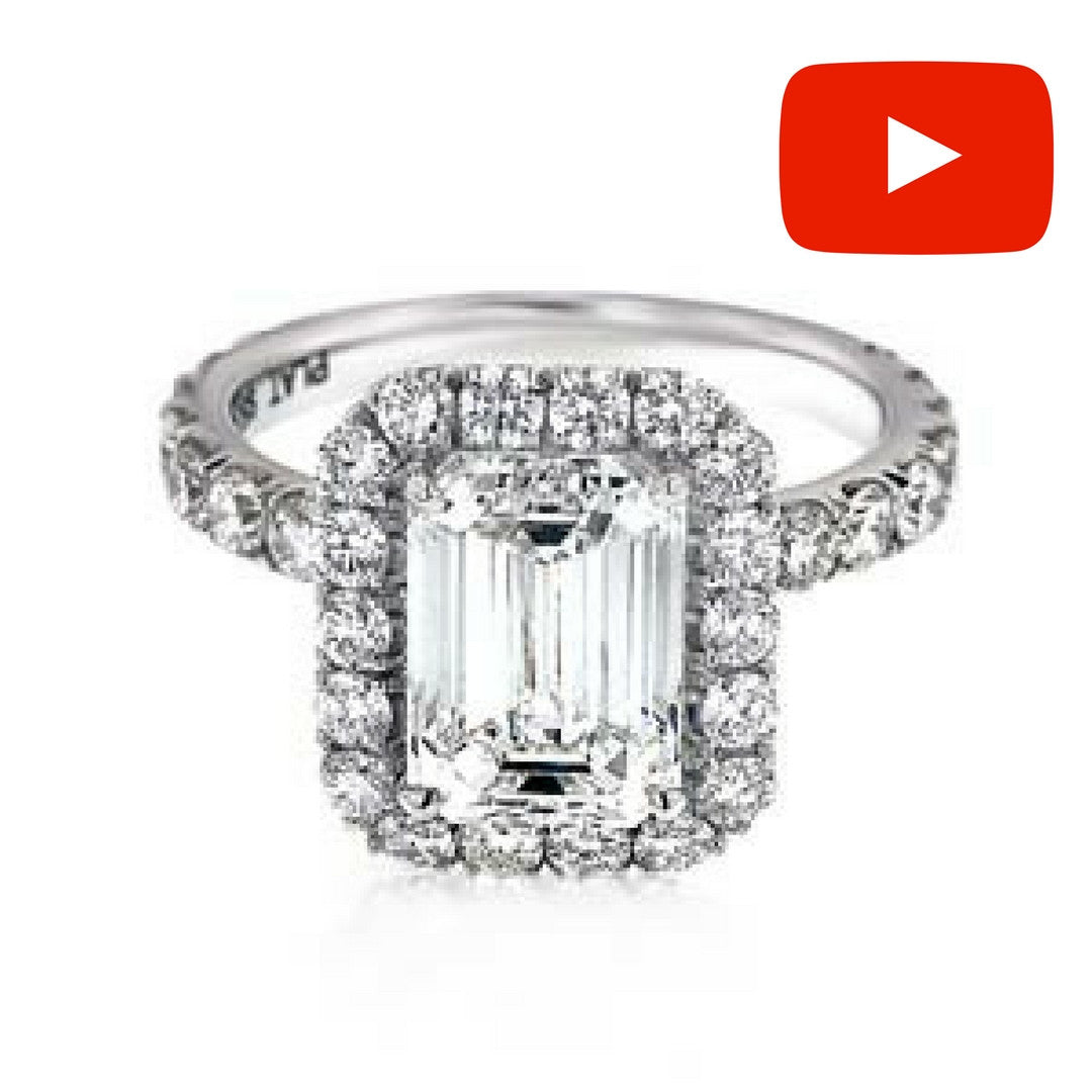"ENGR01936" Emerald Cut Halo Diamond Engagement Ring