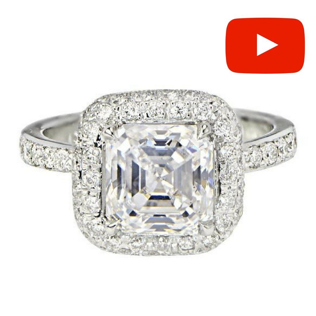 "ENGR02694" Asscher Cut Diamond Engagement Ring
