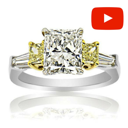 "ENGR02116" Canary Diamond Three Stone Ring