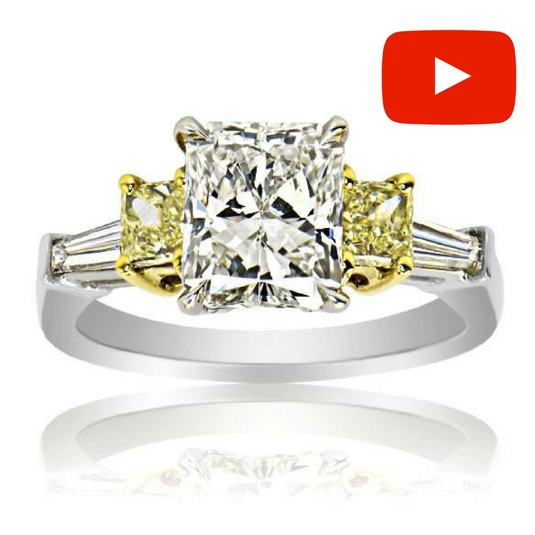 "ENGR02116" Canary Diamond Three Stone Ring