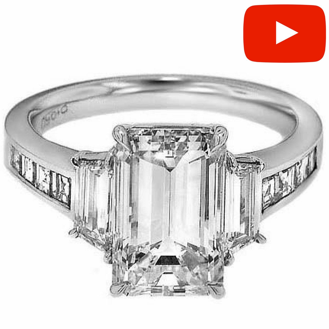 "ENGR01616" Emerald Cut Three Stone Diamond Ring