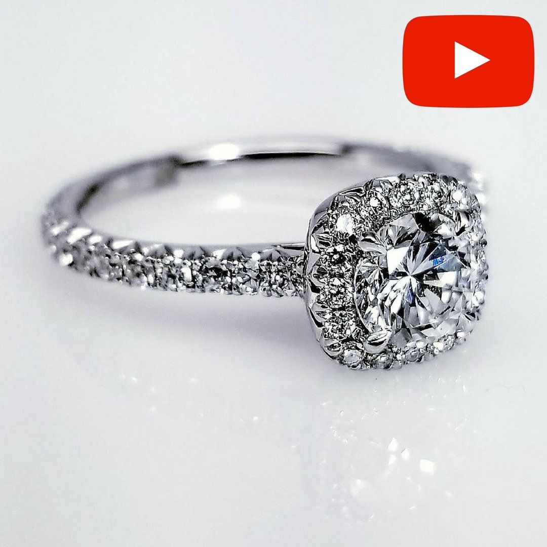 "ENGR03116" Round Cut Halo Set Diamond Engagement Ring