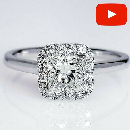 "ENGR03120" Princess Cut Halo Set Diamond Engagement Ring