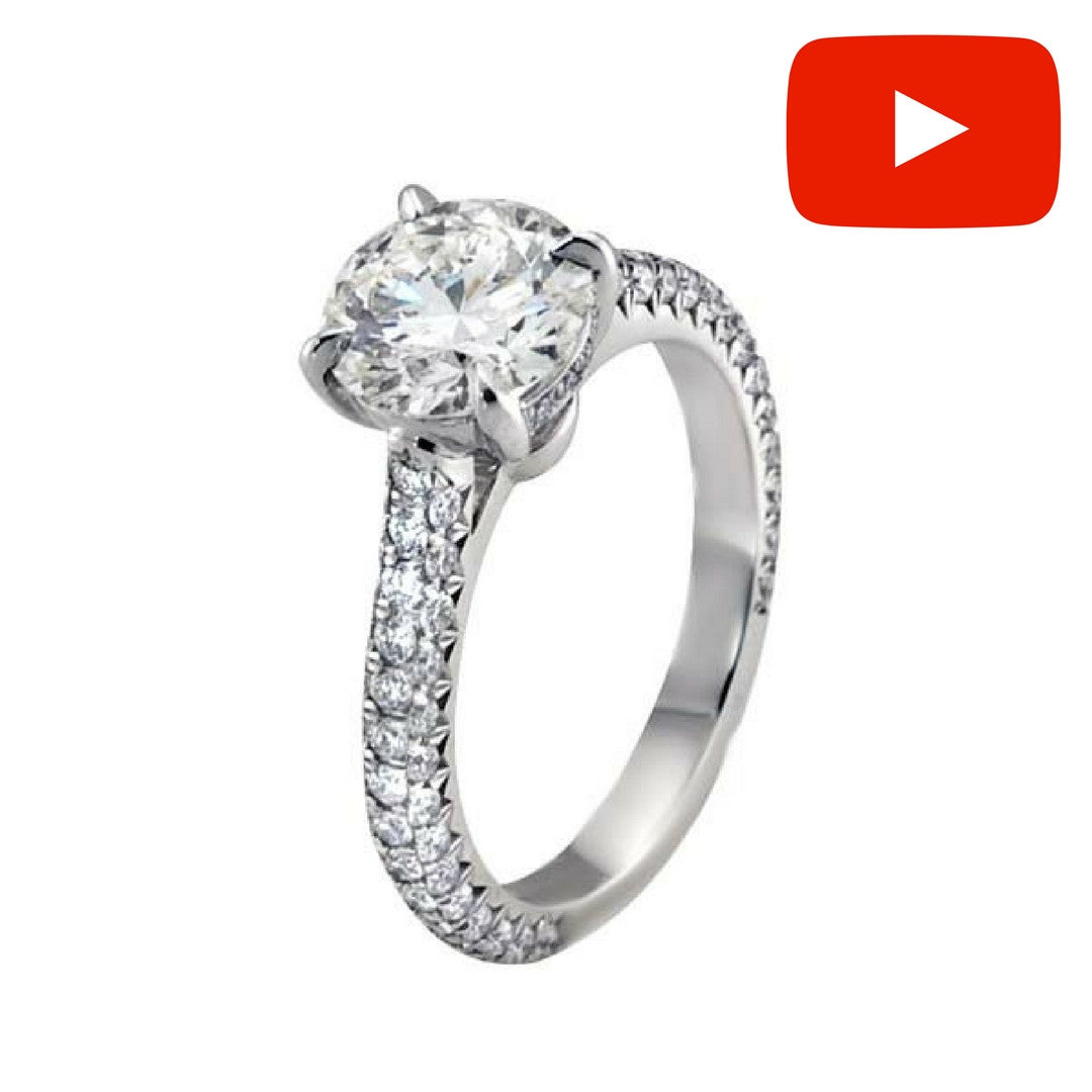 "ENGR01987" Round Brilliant Royal Pave Diamond Engagement Ring ENGR01987
