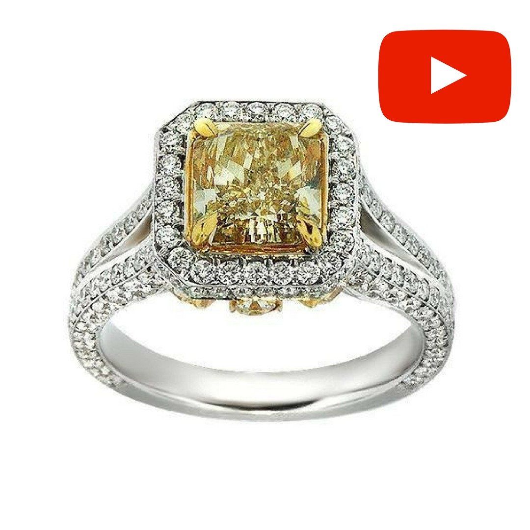 "ENGR02850" Fancy Yellow Radiant Cut Diamond Engagement Ring ENGR02850