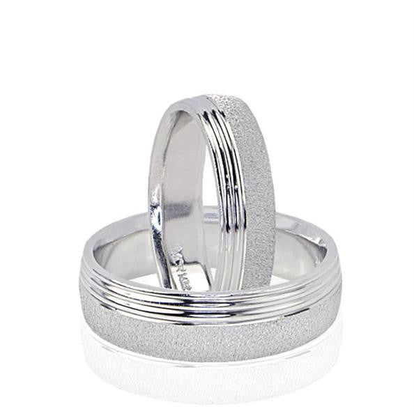 His & Hers Diamond Cut Matte Wedding Bands