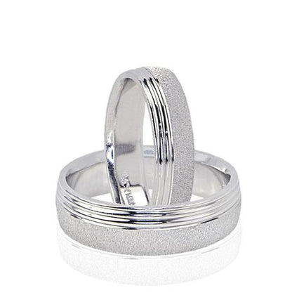 His & Hers Diamond Cut Matte Wedding Bands
