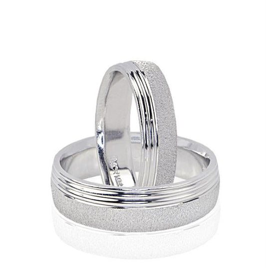 His & Hers Diamond Cut Matte Wedding Bands