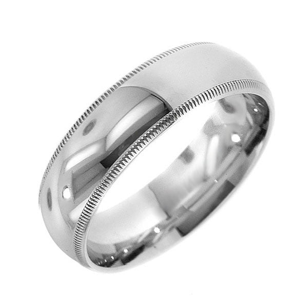 "WEDB01112" 8mm Platinum Wedding Band With Milgrain in Platinum 8mm