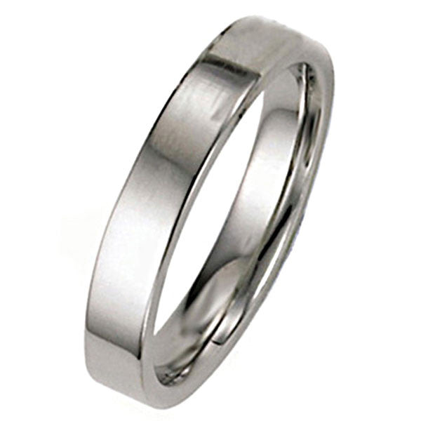 "WEDB01114" 4mm Flat Wedding Band in Gold or Platinum
