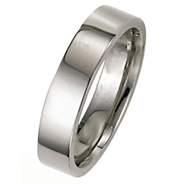 "WEDB01115" Flat 5mm Wedding Band in 14K Gold or Platinum