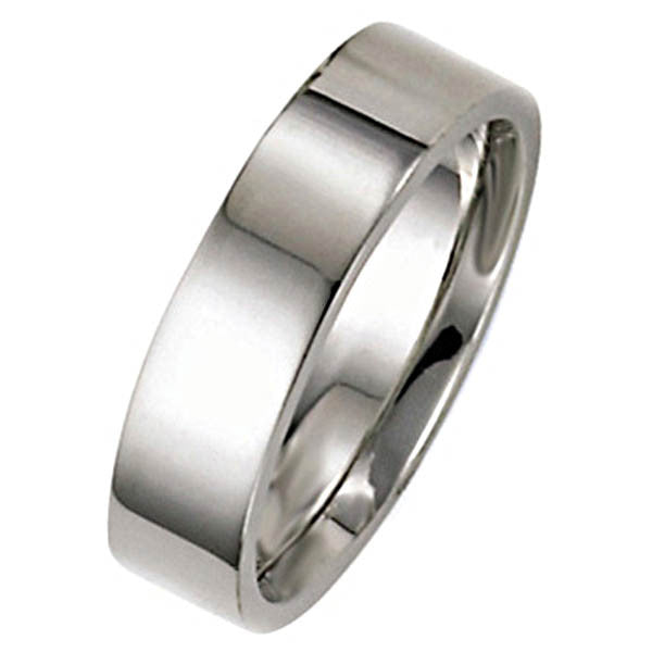 "WEDB01120" Gold Flat Wedding Ring in 14K White Gold 10mm