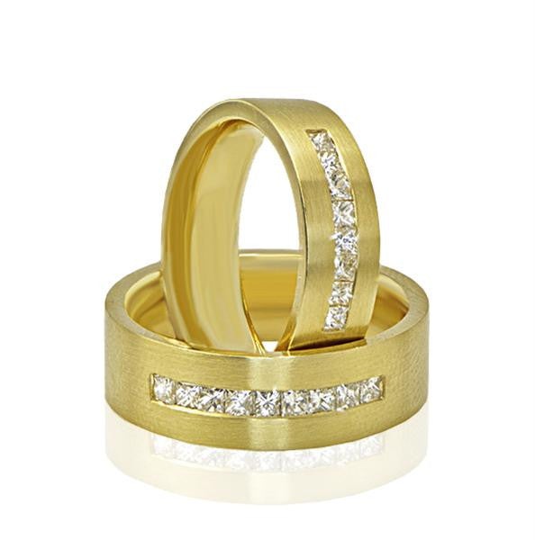 His & Hers Princess Channel Set Wedding Diamond Bands