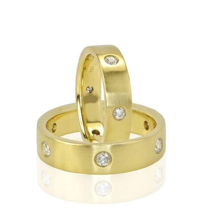"WEDB01598" 18K Yellow Gold His & Hers Diamond Wedding Band