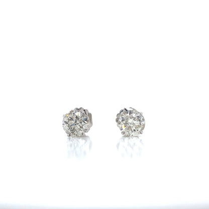 "EARR01596" Special Value 6.22 Carat Round Diamond Stud Earrings in 14K White Gold