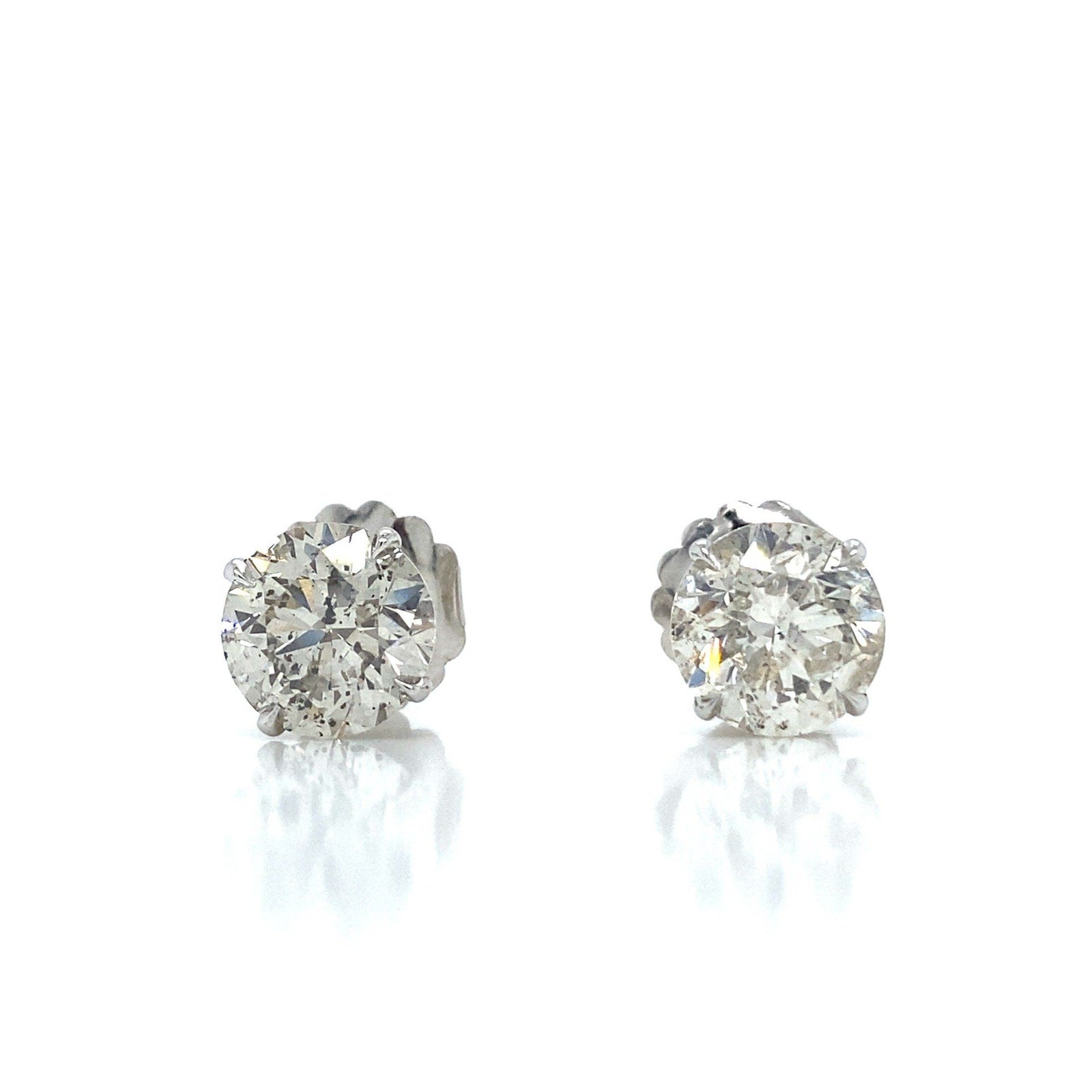 "EARR01596" Special Value 6.22 Carat Round Diamond Stud Earrings in 14K White Gold