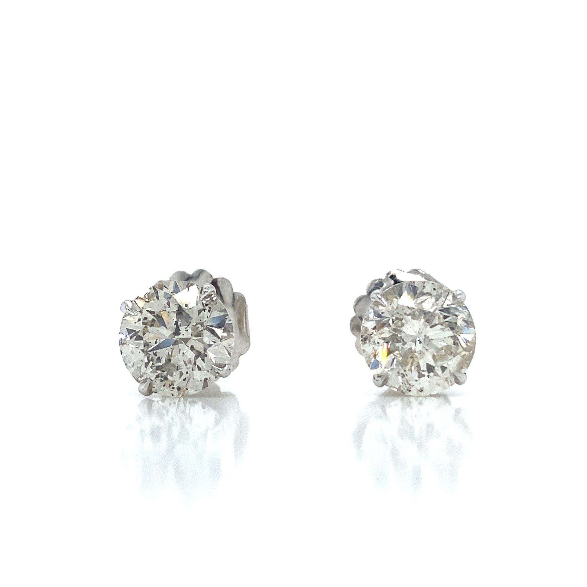 "EARR01596" Special Value 6.22 Carat Round Diamond Stud Earrings in 14K White Gold