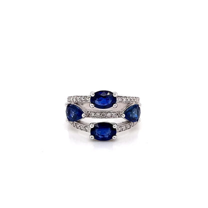 3.71 Total Carat Sapphire Diamond Ladies Ring