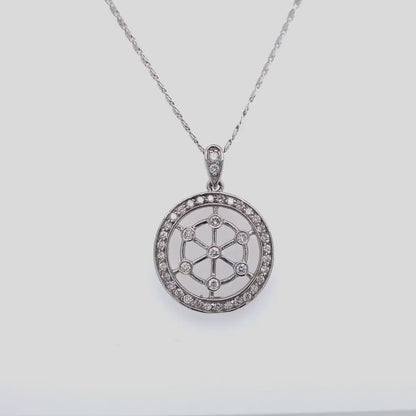 Unique 0.60 Carat Round Diamond Circle Pendant in 14K White Gold on 16" Chain