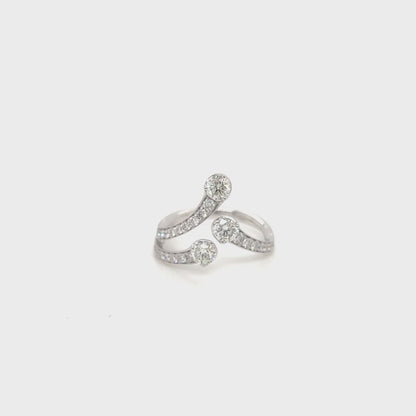 1.15 Total Carat Open Shank Three-Stone Diamond White Gold Ring