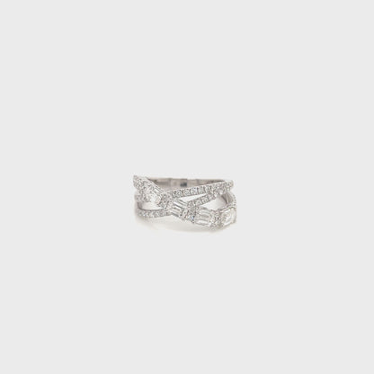 1.30 Total Carat Mixed Cut Diamond Triple Band Ladies Ring