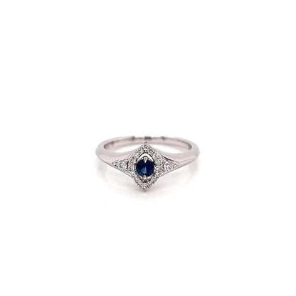 0.33 Total Carat Sapphire Diamond Halo Engagement Ring