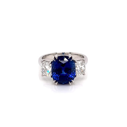 7.87 Total Carat Sapphire and Diamond Ladies Ring. GIA Certified.