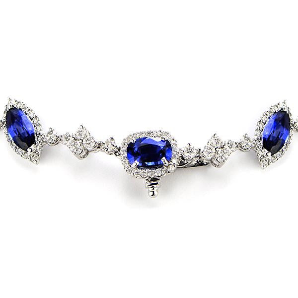 "NECK01061" Sapphire And Diamond Necklace In 18k White Gold