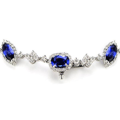 "NECK01061" Sapphire And Diamond Necklace In 18k White Gold