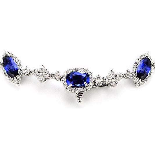 "NECK01061" Sapphire And Diamond Necklace In 18k White Gold
