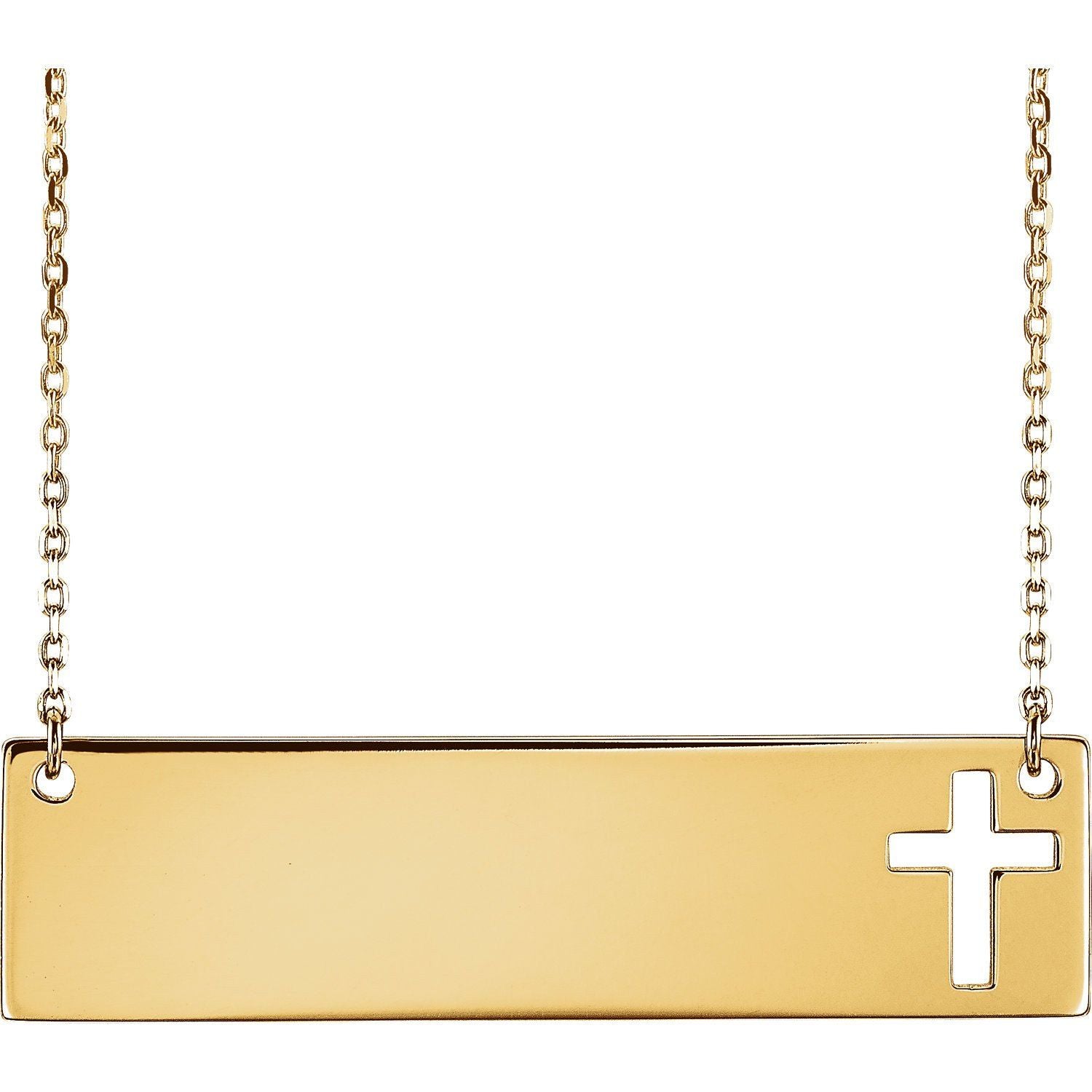 14K Engravable Cross Necklace